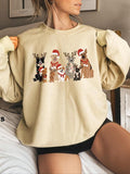 Women's Christmas Dog Print Drop Shoulder Sweatshirt, Casual Long Sleeve Round Neck Pullover for Daily Wear, Ladies Fall...