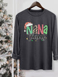Women's Christmas Letter Print Round Neck Tee, Casual Long Sleeve Crew Neck T-shirt for Fall & Winter, Women's Top for...