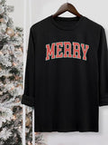 Women's Christmas Letter Print Round Neck Tee, Casual Long Sleeve Crew Neck T-shirt for Fall & Winter, Women's Top for...