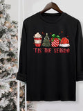 Women's Christmas Print Round Neck Tee, Casual Long Sleeve Crew Neck T-shirt for Fall & Winter, Women's Top for Daily...