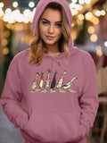 Women's Christmas Themed Cartoon Goose Print Drawstring Pocket Hoodie, Casual Long Sleeve Hooded Sweatshirt for Fall &...