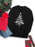 Women's Christmas Tree Print Crew Neck Sweatshirt, Casual Long Sleeve Pullover for Fall & Winter, Women's Clothes for...