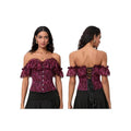 Women's Corset Crop Tops Flutter Sleeve Off Shoulder Lips Print Bustier Summer T-Shirts Hoodie, Sweatshirt | ZylaModa.com