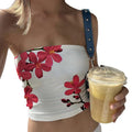 Women's Floral Print Tube Tops Summer Strapless Bandeau Tops Slim Fit Shirts Streetwear Womenswear Elegant Outdoors...