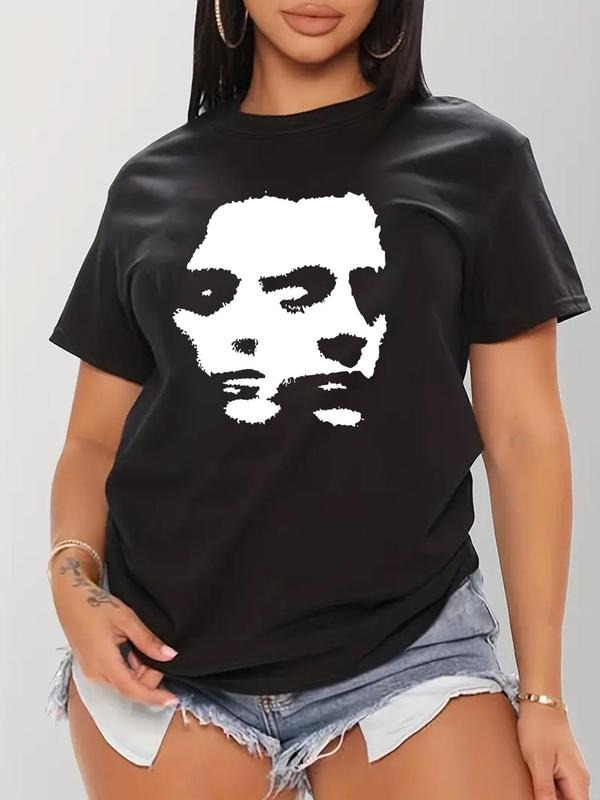 Women's Graphic Round Neck Short Sleeve Tee, Fashion Casual Crew Neck T-shirt for Daily Holiday Vacation Outdoor Wear,...