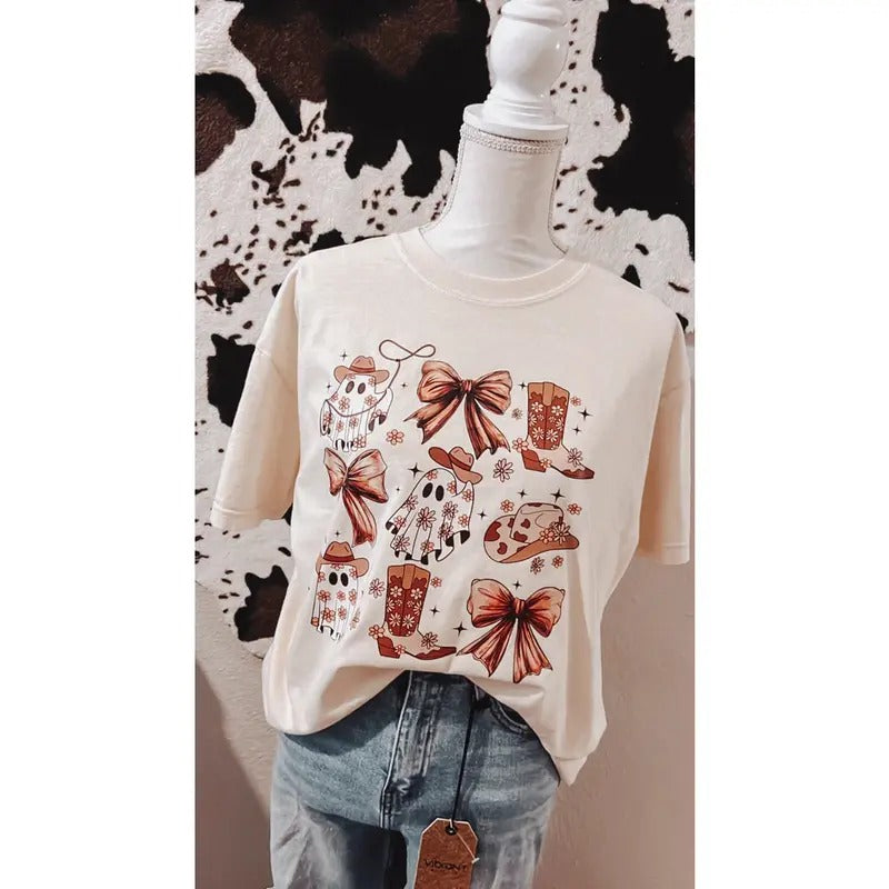 Women's Halloween Themed Ghost Print Round, Ghost Halloween Shirt, Halloween Hoodie, Sweatshirt | ZylaModa.com