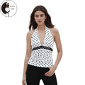 Women's Halter Tops Stylish Dot Print Backless V Neck SleevelessFit Vest for Summer& Spring T-Shirts, Hoodie, Sweatshirt