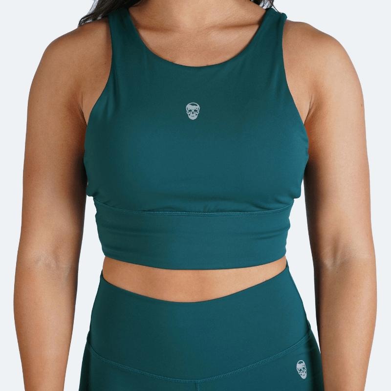 Women's High Neck Supportive Bra with Strappy Back - Emerald, Plain, Summer, Medium Support T-Shirts, Hoodie, Sweatshirt