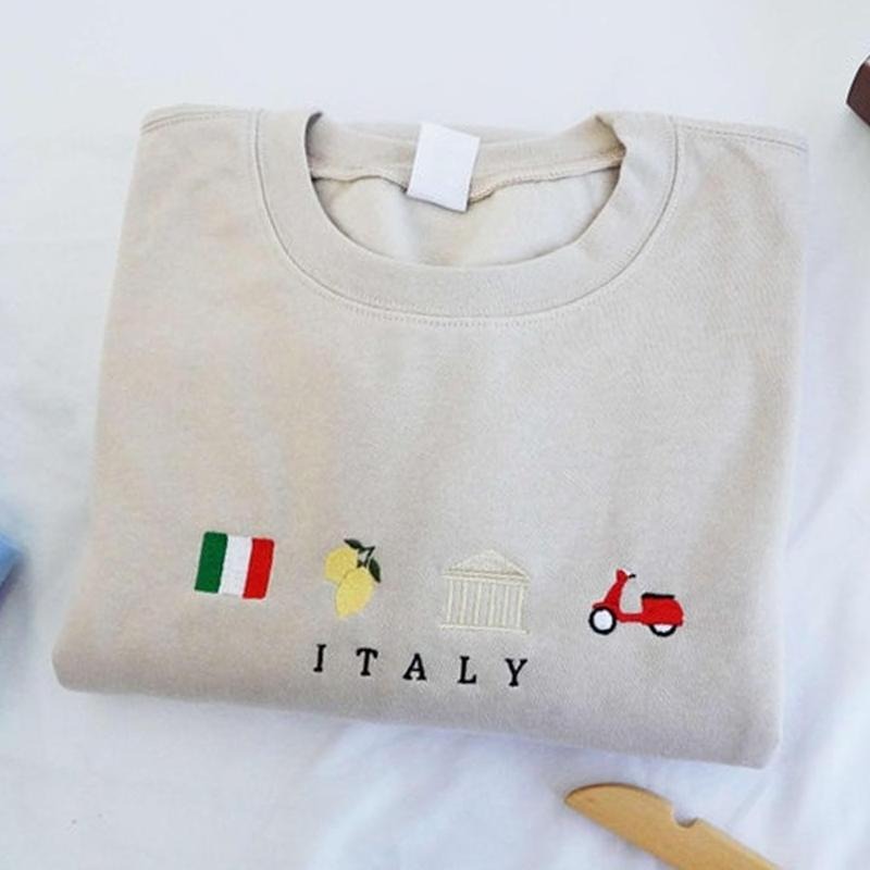 Women's Italy Embroidered Sweatshirt, Italy Vacation Sweatshirt, Love Italy Sweatshirt, Venice Italy T-Shirts, Hoodie