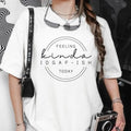 Women's Kinda IDGAF-ISH Short Sleeve Casual Cotton Graphic T-Shirt with "FEELING KINDA" Design and "IDGAF-ISH TODAY" Text