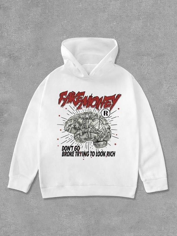 Women's Letter & Brain Print Hoodie, Fashion Casual Long Sleeve Hooded Sweatshirt for Daily Holiday Outdoor Wear, Women...