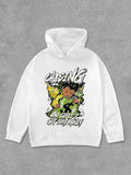 Women's Letter & Cartoon Print Drop Shoulder Hoodie, Fashion Casual Hooded Sweatshirt for Daily Holiday Outdoor Wear,...
