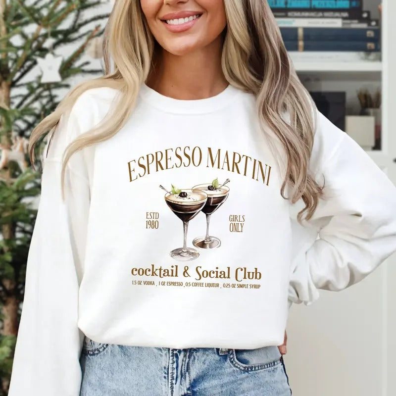 Women's Letter & Drink Print Drop Shoulder Sweatshirt, Casual Long Sleeve Round Neck Pullover for Fall & Winter, Ladies...