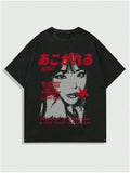 Women's Letter & Figure Print Round Neck Tee, Fashion Casual Short Sleeve T-shirt for Daily Wear, Ladies Summer Clothes...