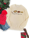 Women's Letter & Food  Print Drop Shoulder Sweatshirt, Casual Long Sleeve Round Neck Pullover for Fall & Winter, Ladies...