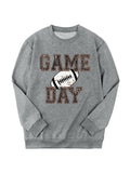 Women's Letter & Football Print Drop Shoulder Sweatshirt, Casual Long Sleeve Round Neck Pullover for Daily Wear, Ladies...
