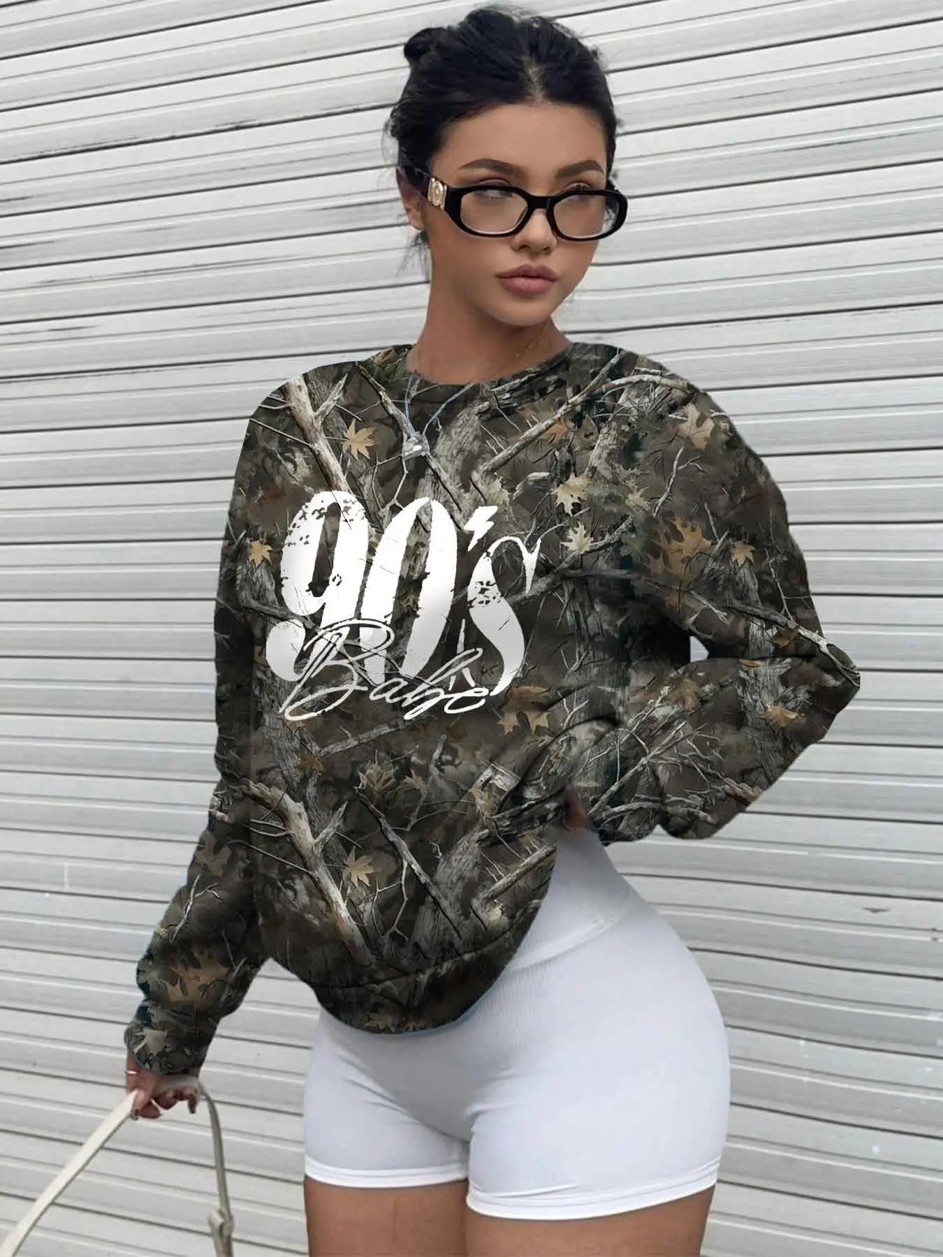 Women's Letter & Plants Print Drop Shoulder Sweatshirt, Casual Long Sleeve Round Neck Pullover for Winter, Ladies Clothes...