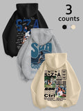 Women's Letter Print Drawstring Pocket Hoodie, Casual Warm Long Sleeve Hooded Sweatshirt Clothing for Daily Wear, Ladies...