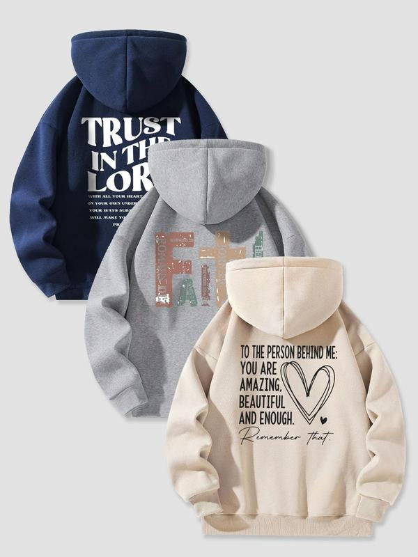 Women's Letter Print Hoodie, Casual Long Sleeve Hooded Sweatshirt for Fall & Winter, Women's Clothes for Daily Wear T-Shirts