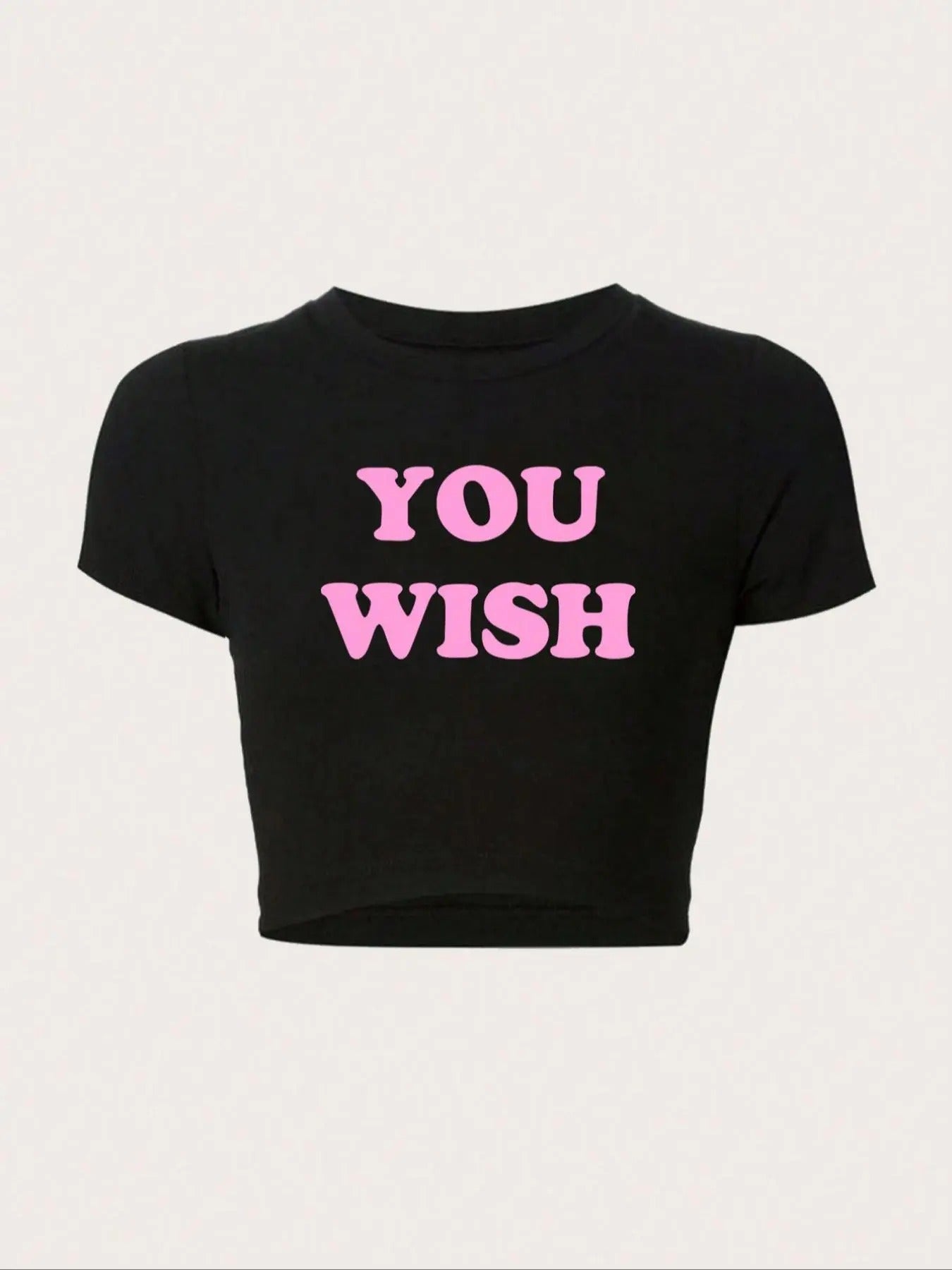 Women's Letter Print Round Neck Crop Tee, Streetwear Casual Short Sleeve Crew Neck T-Shirt for Daily Wear, Ladies Clothes...