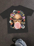 Women's Letter Print Round Neck Graphic Tee, Vintage Trendy Casual Short Sleeve T-shirt for Daily Wear, Ladies Summer...