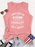 Women's Letter Print Round Neck Tank Top, Casual Fitted Sleeveless Top for Summer, Ladies Clothes for Daily Wear,...