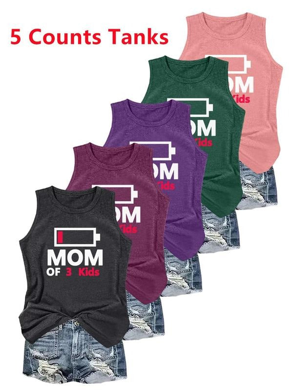 Women's Letter Print Round Neck Tank Top, Casual Sleeveless Crew Neck Top for Daily Wear, Ladies Clothes for All Seasons,...