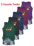 Women's Letter Print Round Neck Tank Top, Casual Sleeveless Top for Daily Wear, Ladies Clothes for All Seasons, Socks...