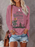 Women's Letter Print Round Neck Tee, Casual Long Sleeve Crew Neck T-Shirt for Spring & Fall, Women's Top for Daily...