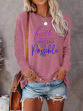 Women's Letter Print Round Neck Tee, Casual Long Sleeve Crew Neck Top for Fall & Winter, Women's Clothing for Daily...