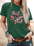 Women's Letter Print Round Neck Tee, Fashion Casual Crew Neck T-Shirt for Daily Holiday Vacation Outdoor Wear, Ladies...