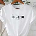 Women's Letter Print Round Neck Tee, Fashion Casual Short Sleeve T-shirt, Ladies Summer Clothes for Daily...