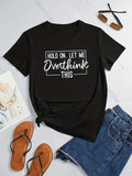 Women's Letter Print Round Neck Tee, Trendy Casual Short Sleeve T-shirt for Daily Wear, Ladies Outfitstyle{n002}3 Hoodie,...