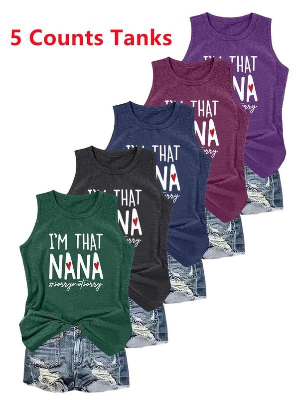 Women's Letter Print Tank Top, Casual Sleeveless Top for Daily Wear, Ladies Clothes for All Seasons, Socksstyle{n002}3...