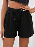 Women's Plain Drawstring Waist Shorts, Casual Solid Straight Leg Shorts for Summer, Fashion Women's Bottoms for Daily...