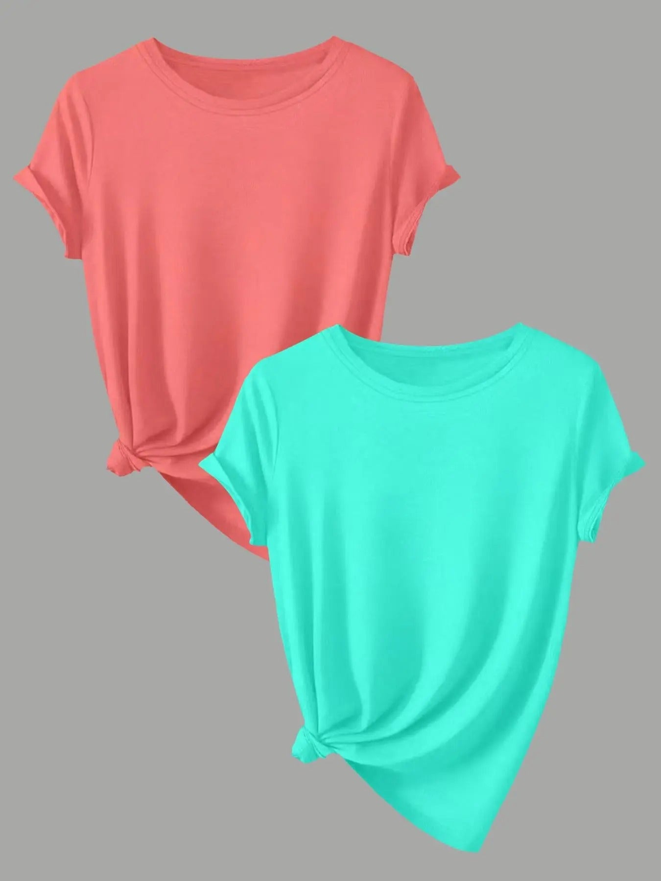 Women's Solid Color Round Neck Tee, Casual Short Sleeve Crew Neck T-shirt for Summer, Ladies Clothes for Daily Wear...