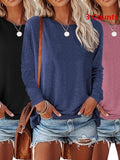 Women's Solid Long Sleeve Tee, Casual Fashion Round Neck T-shirt for Fall & Winter, Women's Top for Daily Wear Hoodie,...