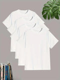 Women's Solid Round Neck Drop Shoulder Tee, Casual Short Sleeve Crew Neck T-Shirt for Summer, Ladies Clothes for Daily...