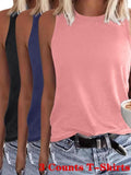 Women's Solid Round Neck Tank Top, Casual Sleeveless Top for Summer, Ladies Clothes for Daily Wear, Cute Basic Tee...