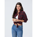 Women's Spring Autumn Casual Shirt Long Sleeve Lapel Button Up Plaid Print Tops Light Womenswear Hoodie, Sweatshirt