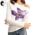 Women's Spring Floral Print Tops Long Sleeve Off Shoulder Trendy  T-shirt Hoodie, Sweatshirt | ZylaModa.com