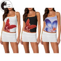 Women's Summer Cami Tops Sleeveless Low Cut Flower Print Fitted Vest for Party T-Shirts, Hoodie, Sweatshirt | ZylaModa.com