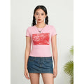 Women's Summer Crop Tops Sketch Lotus Print Short Sleeve Round Neck Baby Tee Streetwear Womenswear Polyester...