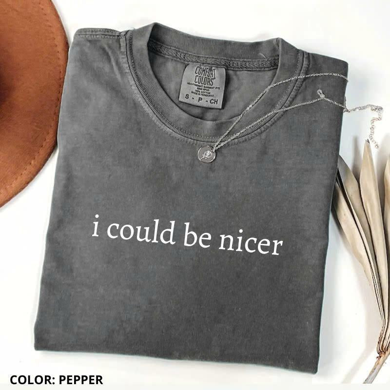 Comfort Colors I Could Be Nicer Shirt, Funny Humor Shirt, Funny Quote Tee, Sarcasm Shirt, Trendy Gift for Men/Women, For...