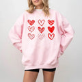 Womens Valentines Hearts Sweatshirt, Valentine's Day Shirt, Nine Hearts Valentine, Women's Valentines Day Sweatshirt,...