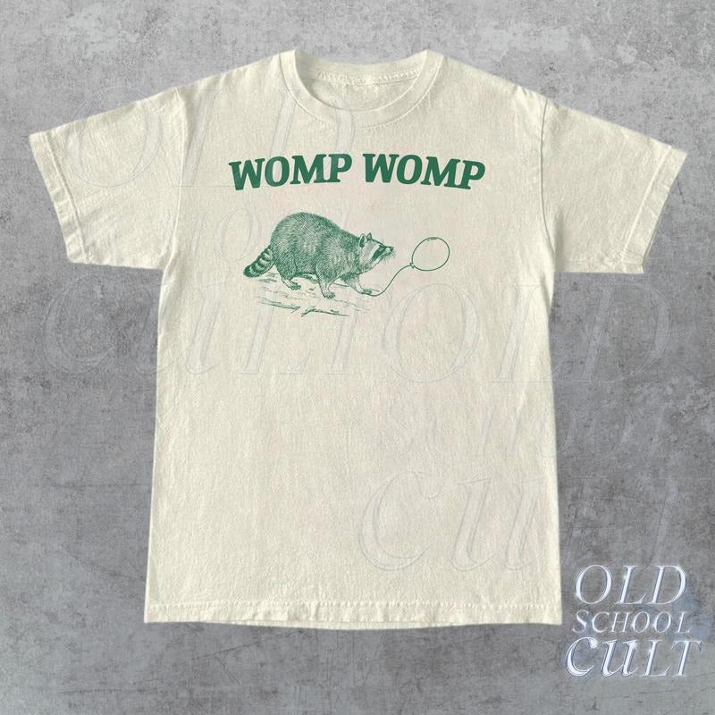 Womp Womp Funny Retro Shirt, Unisex Meme T Shirt, Funny T Shirt, Raccoon Graphic Shirt, Relaxed Cotton Adult Tee, Cool ...