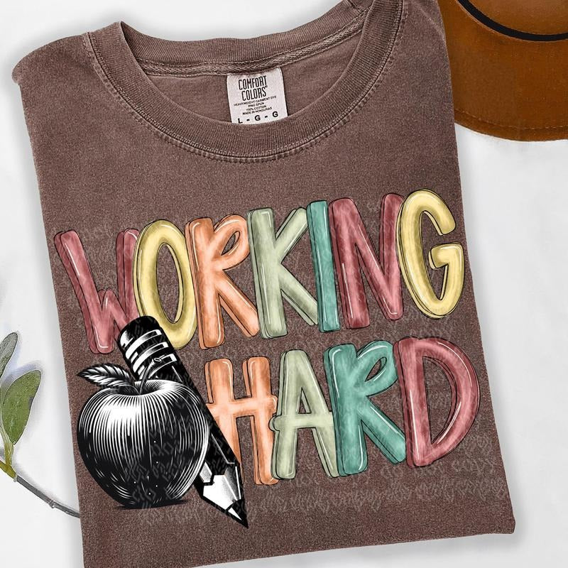 Working Hard Teacher DTF Transfers - THIS IS NOT A SHIRT Hoodie, Sweatshirt | ZylaModa.com