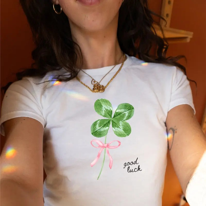 Y2k Baby Tee Coquette Top St Patricks Day Baby Tee, Gift For St Patricks Hoodie, Sweatshirt | ZylaModa.com