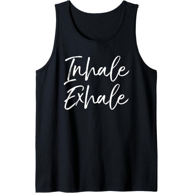 Yoga Quote Gift for Women Cute Yoga Saying Inhale Exhale Tank Top MADE IN USA T-Shirts, Hoodie, Sweatshirt | ZylaModa.com