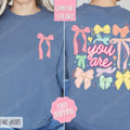 You Are Sweatshirt Comfort Colors, Coquette Bow Women's Crewneck, Religious Women's Sweater T-Shirts, Hoodie | ZylaModa.com